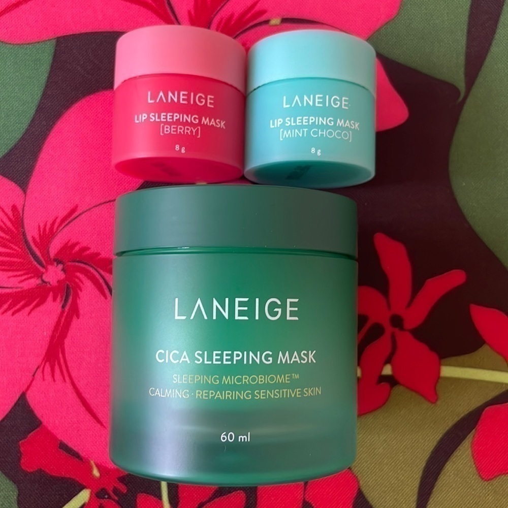 Brand New Laneige Cica Sleeping Mask & 2 Lip Sleeping Masks Berry Mint Choco